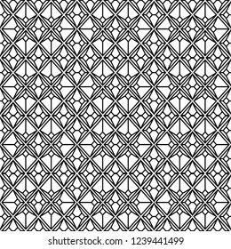 Abstract, geometric background, modern seamless pattern, wrapping paper, fashion style, black and white trendy fabric, simple ornaments, template