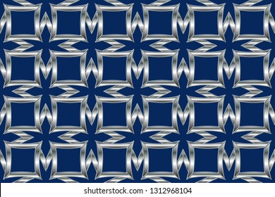 Abstract, geometric background, modern seamless pattern, wrapping paper, fashion style, and golden , silver  trendy fabric, simple ornaments, template Volumetric metal mosaic on a colored background. 