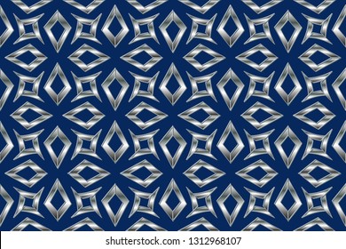 Abstract, geometric background, modern seamless pattern, wrapping paper, fashion style, and golden , silver  trendy fabric, simple ornaments, template Volumetric metal mosaic on a colored background. 