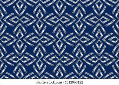 Abstract, geometric background, modern seamless pattern, wrapping paper, fashion style, and golden , silver  trendy fabric, simple ornaments, template Volumetric metal mosaic on a colored background. 