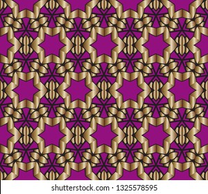 Abstract, geometric background, modern seamless pattern, wrapping paper, fashion style, and golden trendy fabric, simple ornaments, template Volumetric metal mosaic on a colored background. 