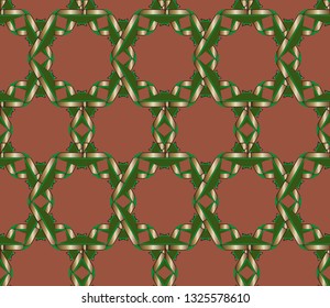 Abstract, geometric background, modern seamless pattern, wrapping paper, fashion style, and golden  trendy fabric, simple ornaments, template Volumetric metal mosaic on a colored background. 