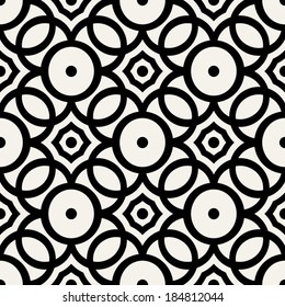 Abstract, geometric background, modern seamless pattern, wrapping paper, 60s, 70s fashion style, black and white trendy fabric, simple ornaments, template, layout, sketch, tissue samples for design