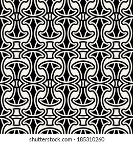 Abstract, geometric background, modern seamless pattern, wrapping paper, 60s, 70s fashion style, black and white trendy fabric, simple ornaments, template, layout, sketch, tissue samples for design