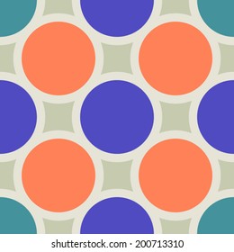 Abstract geometric background, modern seamless pattern, retro style creative ornament, colorful vector wallpaper, wrapping paper, 1950s, 1960s, 1970s fashion style, template, layout for design