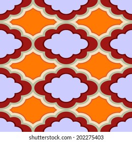 Abstract geometric background, modern seamless pattern, wrapping paper, 50s, 60s, 70s fashion style, colorful trendy fabric, simple ornament, template, layout, sketch, tissue samples for design