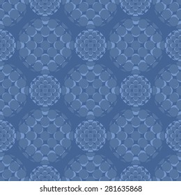 Abstract geometric background, modern seamless pattern, retro style creative ornament, blue vector wallpaper, wrapping paper, 1950s, 1960s, 1970s fashion style, template, layout for design
