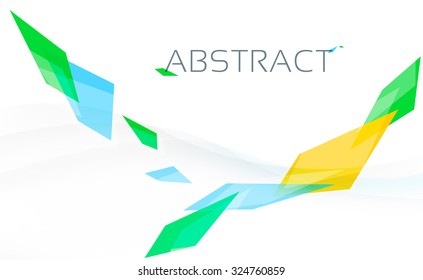 Abstract Geometric Background. Modern subtle waves with unusual colorful shapes. Vector Design with Copy space for business or tech presentation or cover.