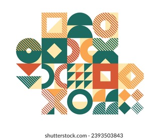 Abstract geometric background, modular tiling ceramic colored ethnic motif graphic design composition, native American Aztec ornament art.