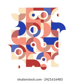Abstract geometric background, modular tiling ceramic colored ethnic motif graphic design composition, native American Aztec ornament art.