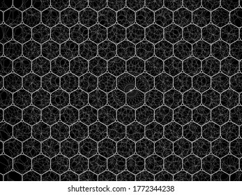Abstract geometric background with molecular structures. Vector illustration of hexagons pattern