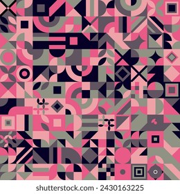 Abstract geometric background. Mosaic artwork design with simple shapes and figures. Pattern with basic form and graphic elements.
