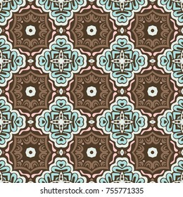 Abstract geometric background. Mosaics tiled retro vintage vector seamless pattern