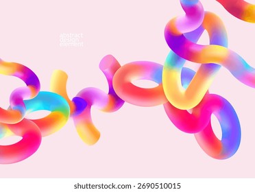 Fundo geométrico abstrato de formas 3D multicoloridas. Composição vetorial de elementos arredondados.