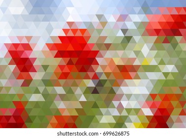 Abstract geometric background. Multicolored triangles. Beautiful inscription. Triangle background with bright lines. The crystal structure of geometric shapes. Multicolor mosaic banner
