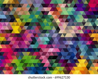 Abstract geometric background. Multicolored triangles. Beautiful inscription. Triangle background with bright lines. The crystal structure of geometric shapes. Multicolor mosaic banner
