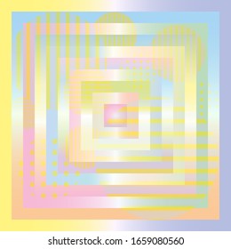 Abstract geometric background of multilayer square and round shapes in pastel light blue pink color gradient. Vector template for background design for wallpapers, web pages, textiles, posters.