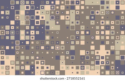 Abstrakter geometrischer Hintergrund mit stumpfen Tönen und unterschiedlichen Quadratgrößen.  Perfekt für moderne Designprojekte, Website-Banner oder textile Muster.  Evoziert ein Gefühl der Komplexität und subtile Bewegung.