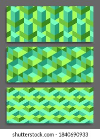 abstract geometric background, with natural green isometric cubes. wallpaper tamplate.