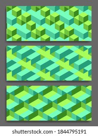 abstract geometric background, with natural green isometric cubes. wallpaper tamplate.