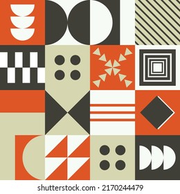 Abstract Geometric Background. Neo Geo Pattern. Abstract Pattern Trendy with Square and Round Colored. Neo Geo Seamless Pattern Design