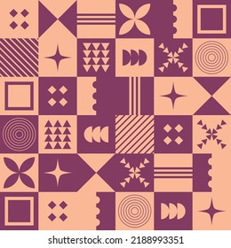 Abstract Geometric Background. Neo Geo Pattern. Abstract Pattern Trendy with Square and Round Colored. Neo Geo Seamless Pattern Design Can Be Used For Wrapping Paper, Packaging, Wallpaper, Cover, post