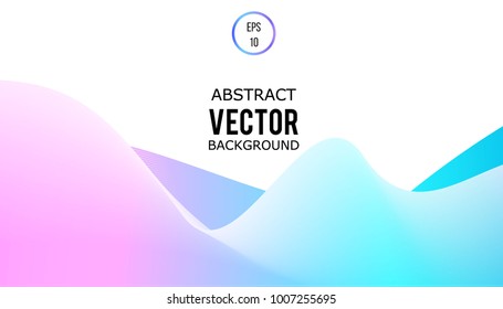 Abstract geometric background neon 
 blue pink turquoise line wave. Modern business brochure, leaflet, flyer, cover template