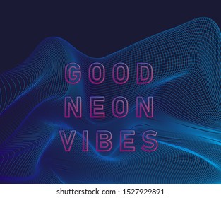 Abstract geometric background with neon distorted and glitched mesh.