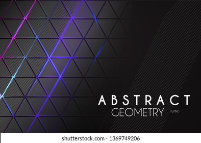Abstract Geometric Background with Neon Lights. Structure Space.