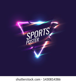 Abstract geometric background. Neon sports poster with the geometric figures. Vector illustration.