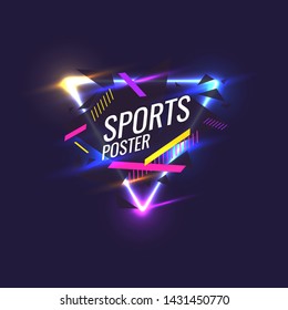Abstract Geometric Background. Neon Sports Poster With The Geometric Figures. Vector Illustration.