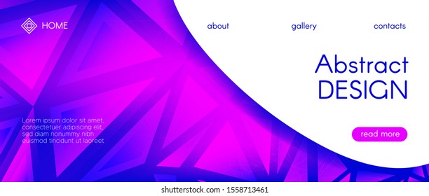 Abstract Geometric Background. Neon Triangular Poster. Gradient Graphic Polygon Banner. Technology Diamond Design. Blue Geometric Mosaic Pattern. Violet 3d Gradient Background. Vector Polygon Layout.