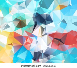 Abstract geometric background new. Multicolored triangles. Beautiful inscription. Triangle background with bright lines. Pattern of crystal geometric shapes. Multicolor mosaic banner