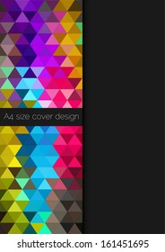 abstract geometric background on A4 size black background, cover design