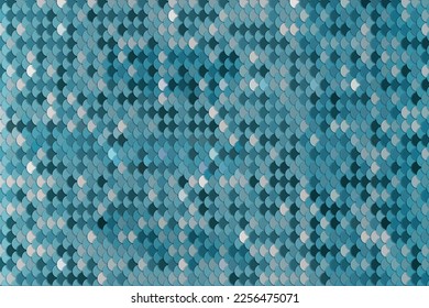 Abstract geometric background on the marine theme. Seamless waves blue pattern or squama texture