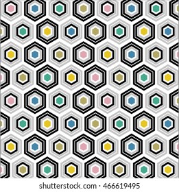 Abstract geometric background. Optical illusion, colored rhombs