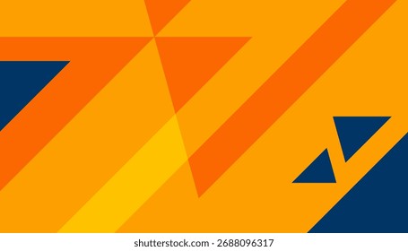 Abstract geometric background in orange and blue tones with overlapping triangular shapes. Modern and dynamic design ideal for digital, business, or creative visual projects