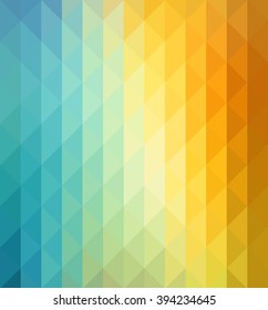 Abstract geometric background with orange, blue and yellow triangles. Vector illustration Summer sunny design.