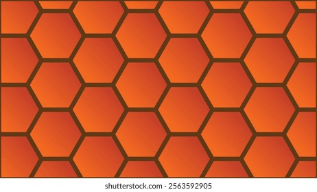 Abstract geometric background with orange hexagons. Modern, seamless pattern for design, texture, wallpaper, or presentation.