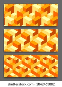fondo geométrico abstracto, con cubos isométricos anaranjados. tapón de papel pintado.
