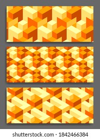 fondo geométrico abstracto, con cubos isométricos anaranjados. tapón de papel pintado.
