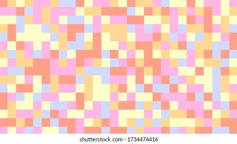 Abstract geometric background with orange, pink, blue and yellow polygons.