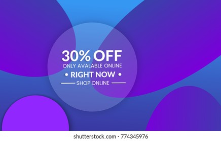 Abstract geometric background with ovals. Modern template for social media banner. Contemporary material design with realistic shadow over flat gradient background.