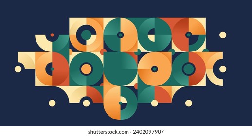 Abstract geometric background over dark, vector tiles wallpaper in colors of native ceramic, interior style trendy tiling for bathroom or kitchen, artistic pattern.