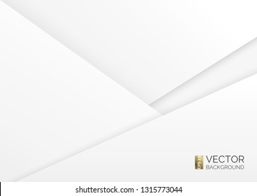 Abstract geometric background overlap piece of paper. Overlay white layers. Triangular sheets of paper. Presentation cover, brochure, wallpaper. Blank layout for text. Realistic vector illustration.