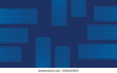 Fondo geométrico Abstractas con Formas azules superpuestas y diseño de patrón rayado diagonal. Vector