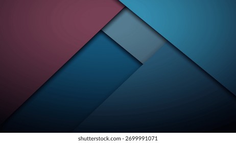 Abstract geometric background with overlapping blue and purple layers. Modern minimal design. Vector illustration