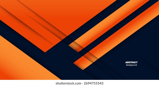 Plano de fundo geométrico abstrato com sobreposição de quadrados azul escuro e laranja. Vetor moderno mínimo com tons de gradiente e layout limpo para design gráfico profissional. 