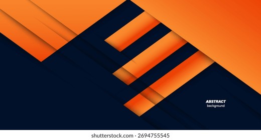 Abstract geometric background with overlapping dark blue and orange squares. Minimal modern vector with gradient tones and clean layout for professional graphic design. 