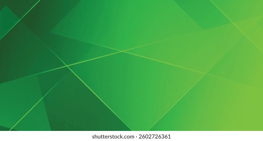 Abstract geometric background with overlapping green polygons and neon lines, creating a modern and futuristic digital design. Vector EPS 10
